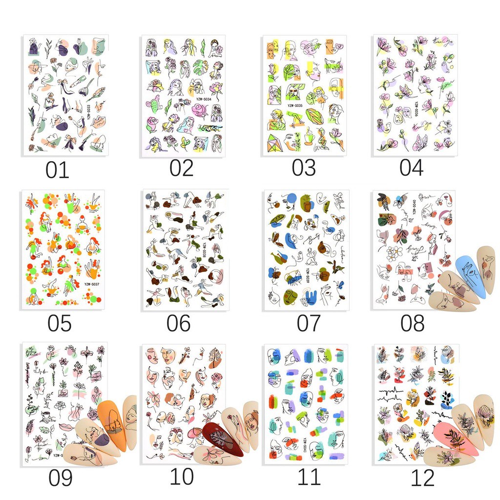 1 Tấm Nhãn Dán Trang Trí Móng Tay Họa Tiết Hình Học Thời Trang DIY Dành Cho Nữ