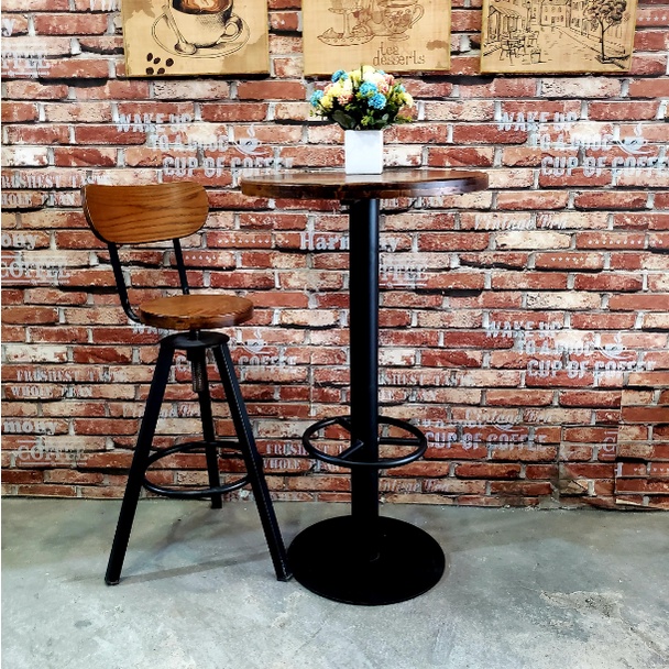 Ghế bar gỗ chân sắt phun sơn tĩnh điện - Ghế bar gỗ cao cấp (LA-C052)