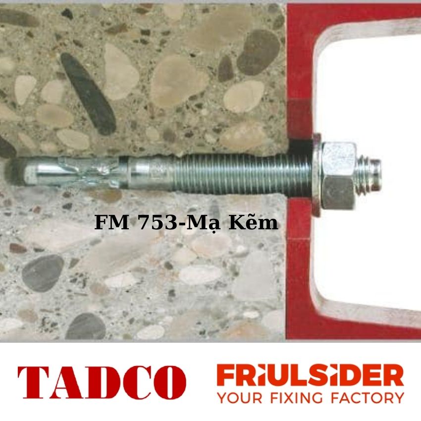 Bulong tắc kê nở sắt mạ kẽm Ý cao cấp - FM753 Friluisider - tắc kê sắt thép chịu tải cao