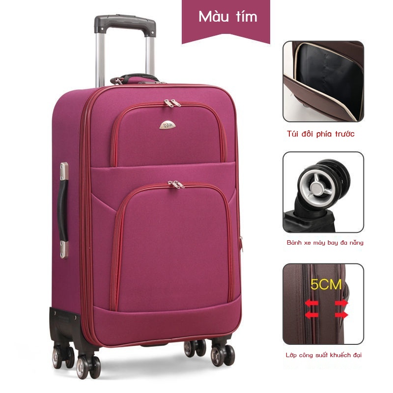 ▨ Hộp đựng xe đẩy kinh doanh công suất lớn Oxford vải nam và nữ phổ thông bánh xe hành lý hộp vải du lịch