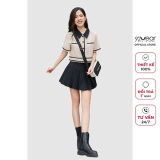 Áo Sơ mi nữ công sở 92WEAR đủ màu, đủ size, thiết kế ngắn tay phối cổ ASW0784