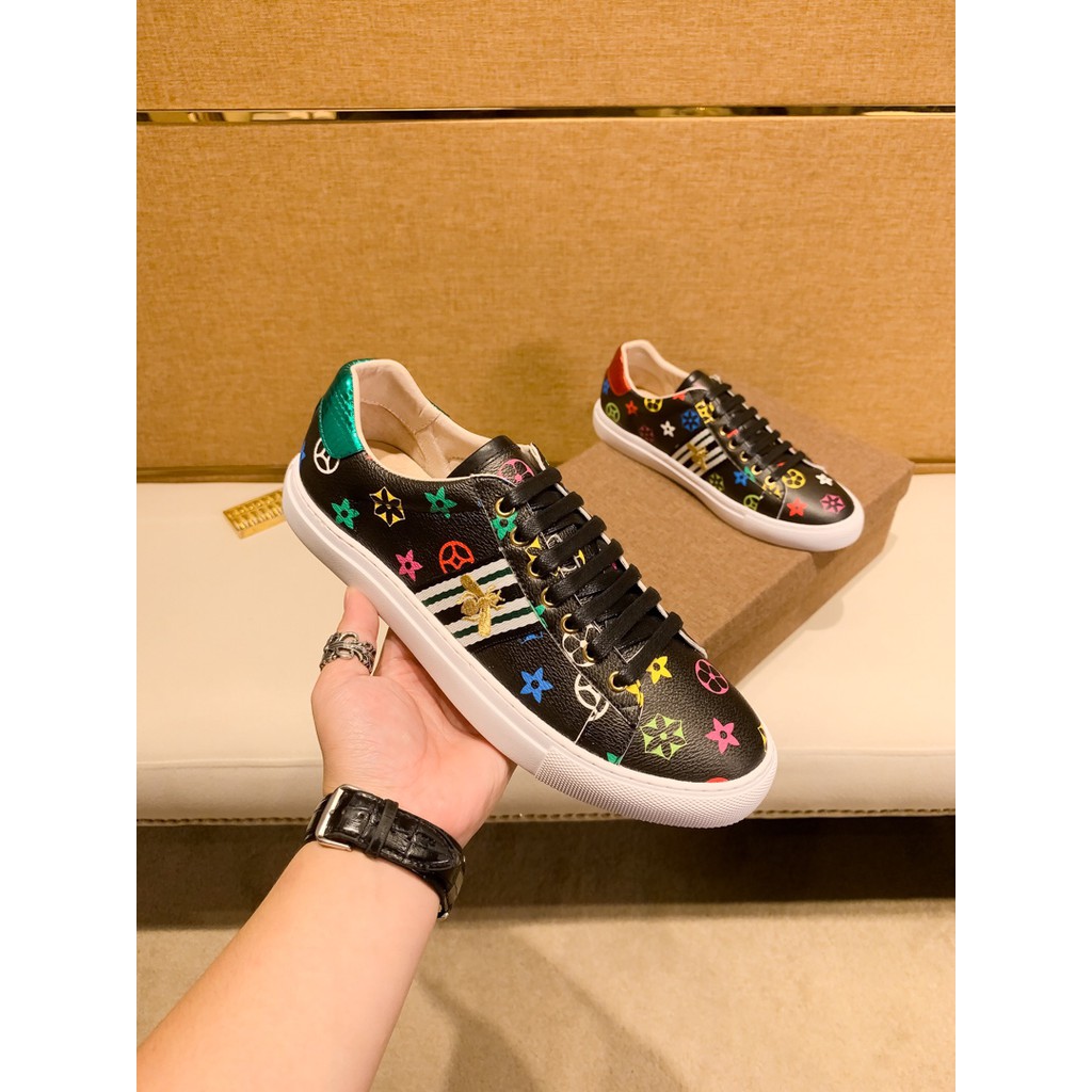 Giày sneakers nam da thật GUCCI GG GC thiết kế họa tiết nổi bật, cầu kì và ấn tượng