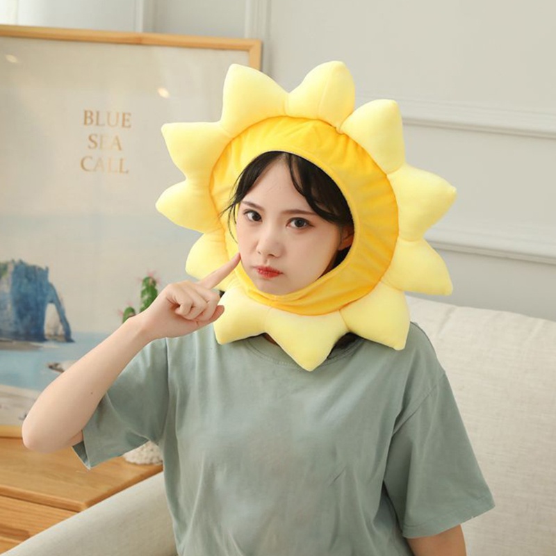 Mũ Nhồi Bông Hình Hoa Hướng Dương Hoạt Hình Vui Nhộn