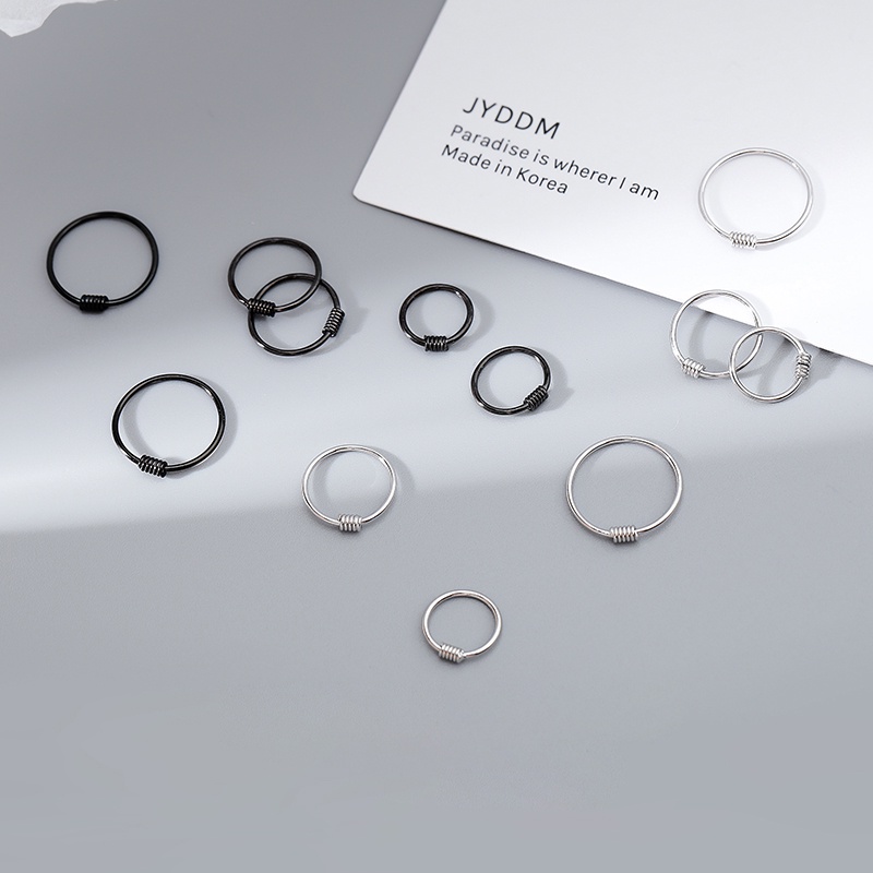 Khuyên Tai Bạc Khuyên Tai Tròn Bộ Khuyên Tai Tròn Nhỏ Màu Bạc Đơn Giản Cho Nữ