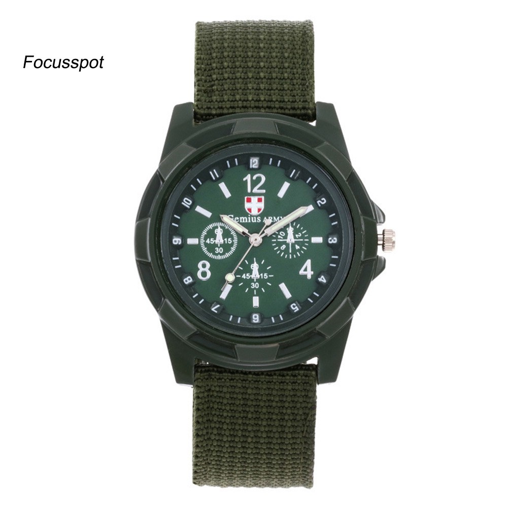 【Focusspot.SYB】Military Men Gemius Swiss Army Sport Round Dial Quartz Nylon Band Wrist Watch