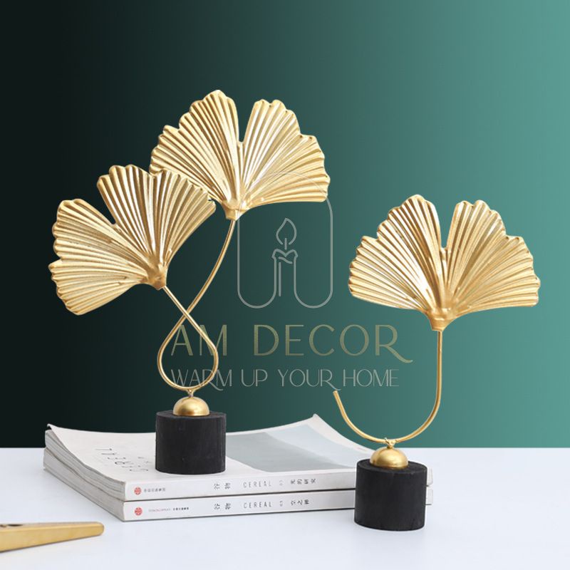Lá bạch quả, rẻ quạt sắt vàng châu Âu decor trang trí nhà sang trọng - AM Decor
