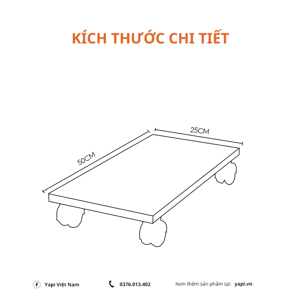 Kệ Gỗ Để Case Máy Tính Có Bánh Xe Di Chuyển Linh Hoạt GHC-149 - Nội Thất Phòng Làm Việc