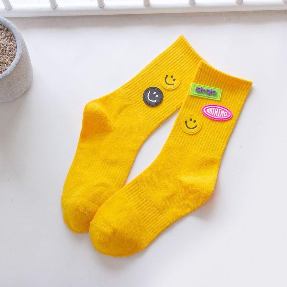 MIQUEL Vớ Cotton Màu Trơn Họa Tiết Hoạt Hình Phong Cách Đường Phố Đơn Giản Dành Cho Nữ