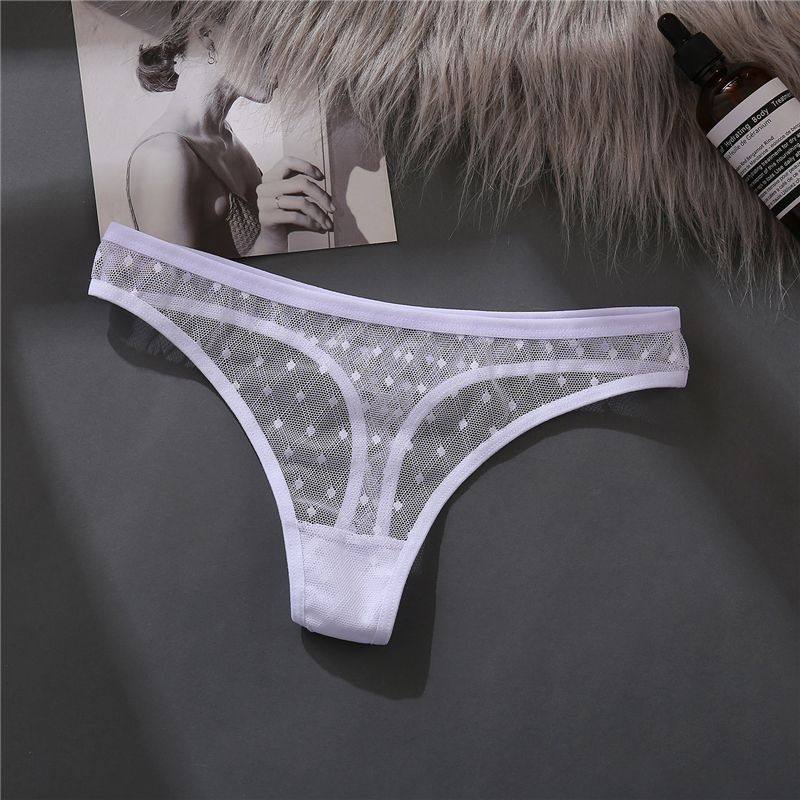 Quần lót chữ G CUTEBYTE lưng chữ T trong suốt họa tiết chấm bi mặt sau kiểu dáng thời trang dành cho nữ M-XL