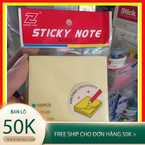 [Bán Nhanh] [Giá Kho]-Giấy Note Vàng vuông 3cm-Giấy Ghi Chú ㊭ ㊮ ㊯