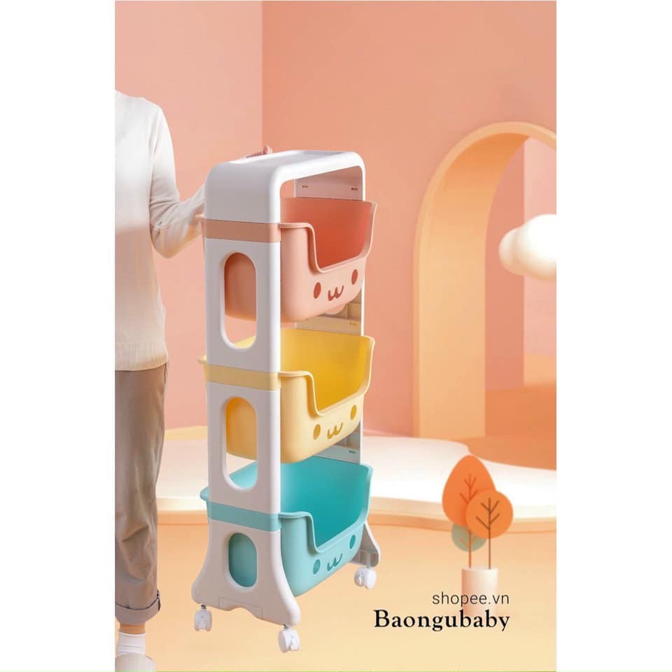 Kệ để đồ hình gấu 3 tầng có bánh xe