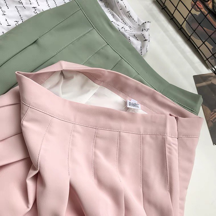 Chân Váy Xếp Ly, Áo phông Trắng Nữ, Crop Lệch Vai Free Zise Dưới 58Kg | BigBuy360 - bigbuy360.vn