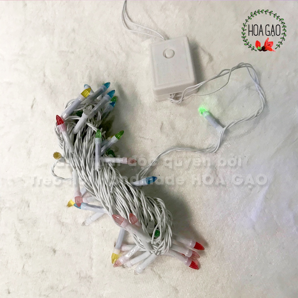 Dây đèn led trang trí sinh nhật noel Tết CHỚP đủ màu 8m 5m  décor HOA GẠO RV2 4 chế độ chớp đầu kim cương nhọn