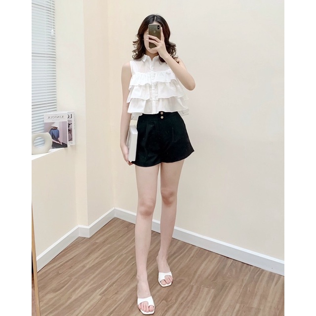 Áo sơ mi sát nách cổ đức bèo tầng hàng thiết kế vnt0522a09 by germe