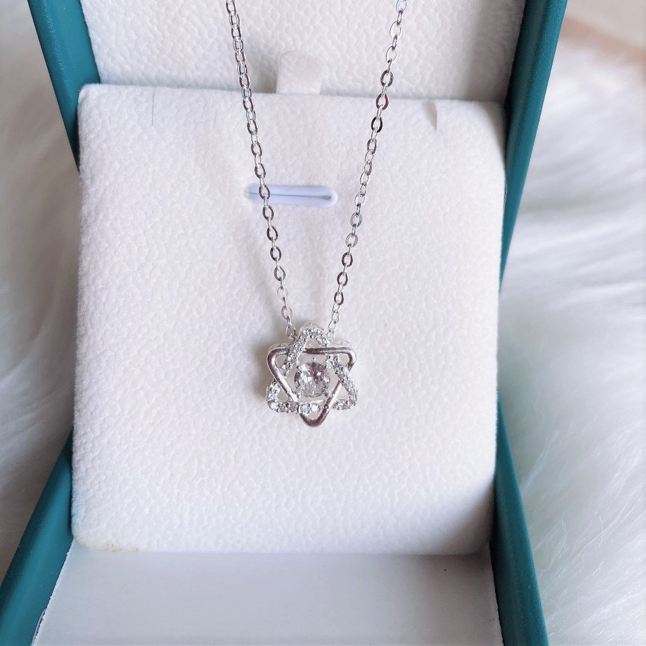 Dây chuyền bạc nữ 2 hình tam giác đan nhau, Vòng cổ chất liệu bạc ta sang trọng - Trang sức bạc Evasilver