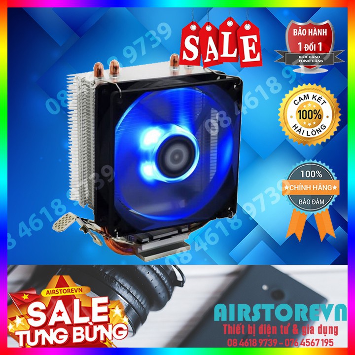Quạt tản nhiệt CPU 775/1155 máy game CT 2U (tải nhiệt khí 2 ống đồng) - Màu bất kì- Xả kho giá số