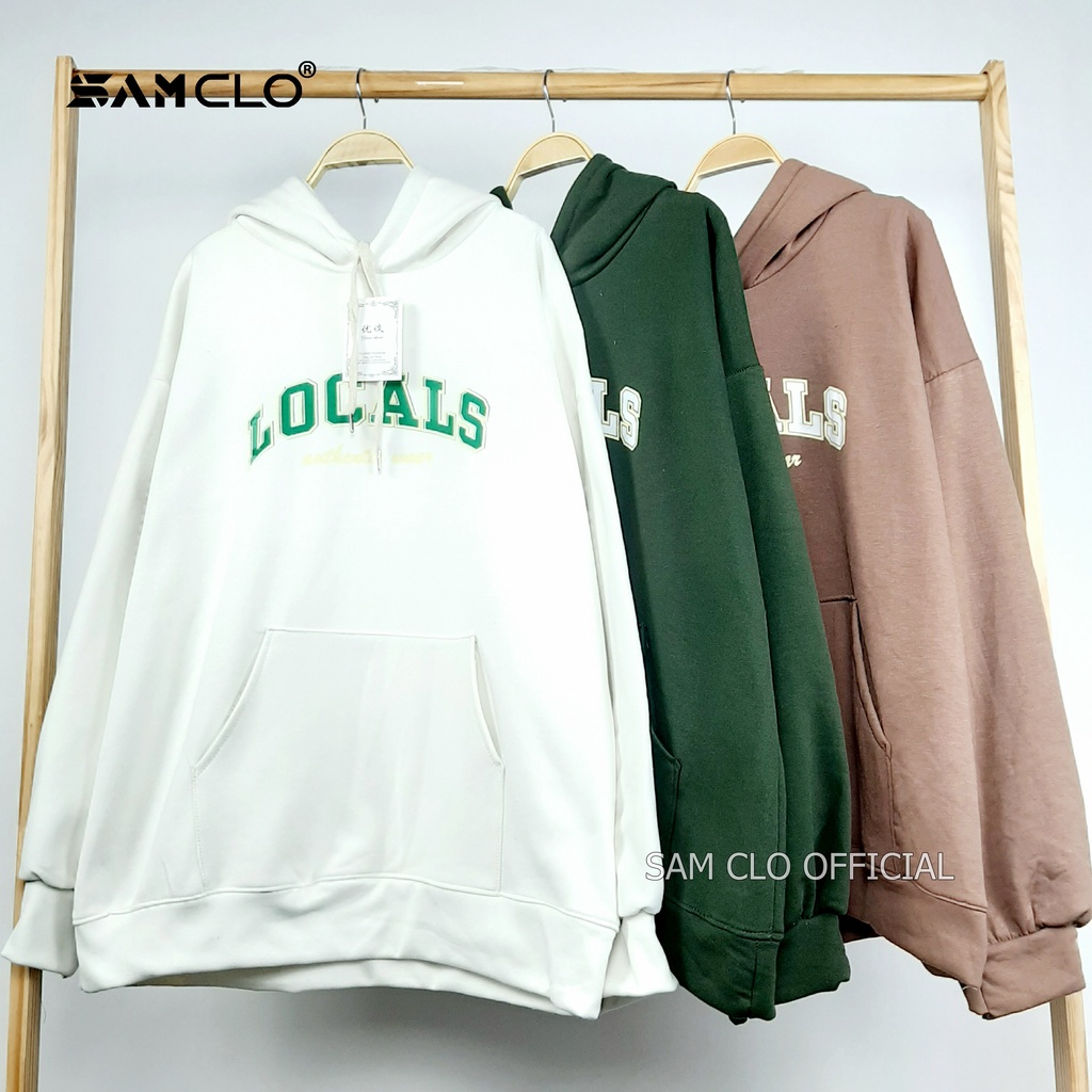 Áo HOODIE nỉ có mũ 2 lớp SAM CLO - Áo khoác chui tay dài thu đông nam nữ freesize form rộng unisex chữ LOCALS