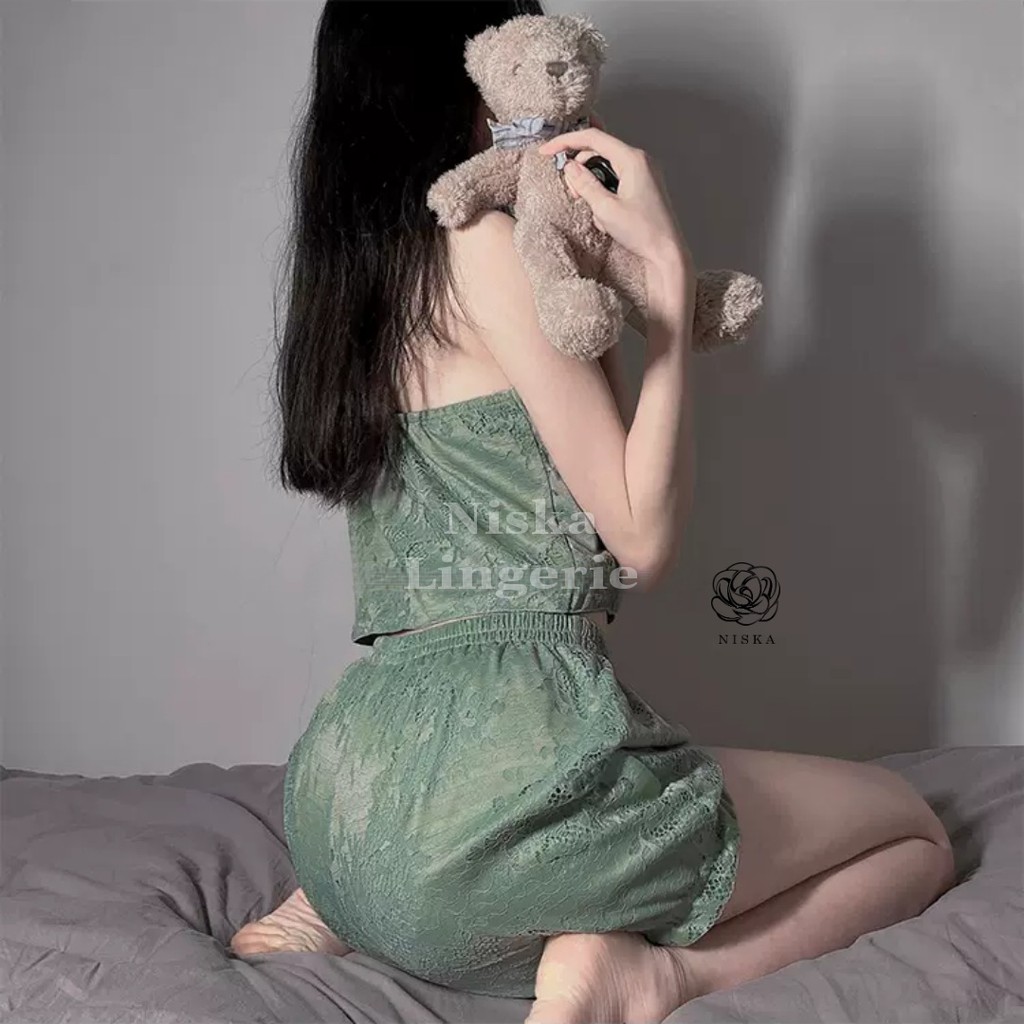 Đồ bộ ren lót lụa (có 2 màu) - Mã B117