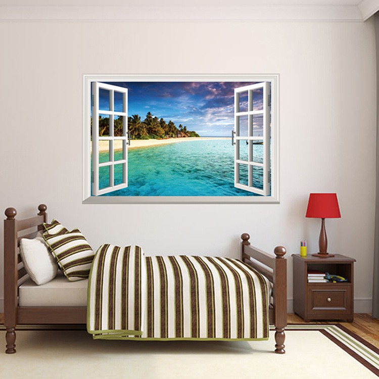 Decal dán tường Cửa sổ biển 3D 8 AmyShop ( 60 x 90 cm)