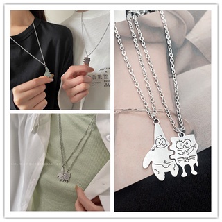 Set 2 dây chuyền mặt hình nhân vật bọt biển hoạt hình dễ thương dành cho cặp đôi