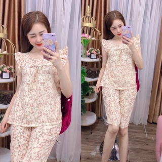 ĐỒ BỘ MẶC NHÀ - ĐỒ BỘ LỤA HỌA TIẾT HOA DỄ THƯƠNG( GIAO HOA NGẪU NHIÊN) - LUA12