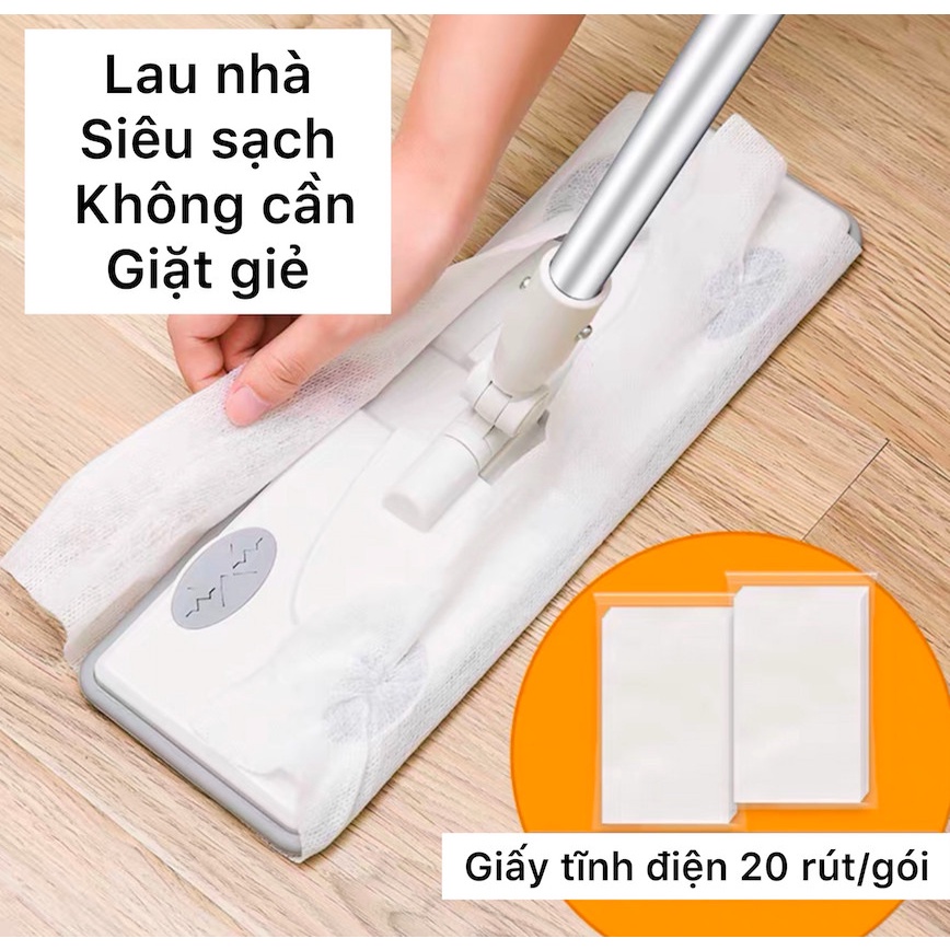 Giẻ và giấy tĩnh điện dùng 1 lần kèm với cây chổi lau nhà