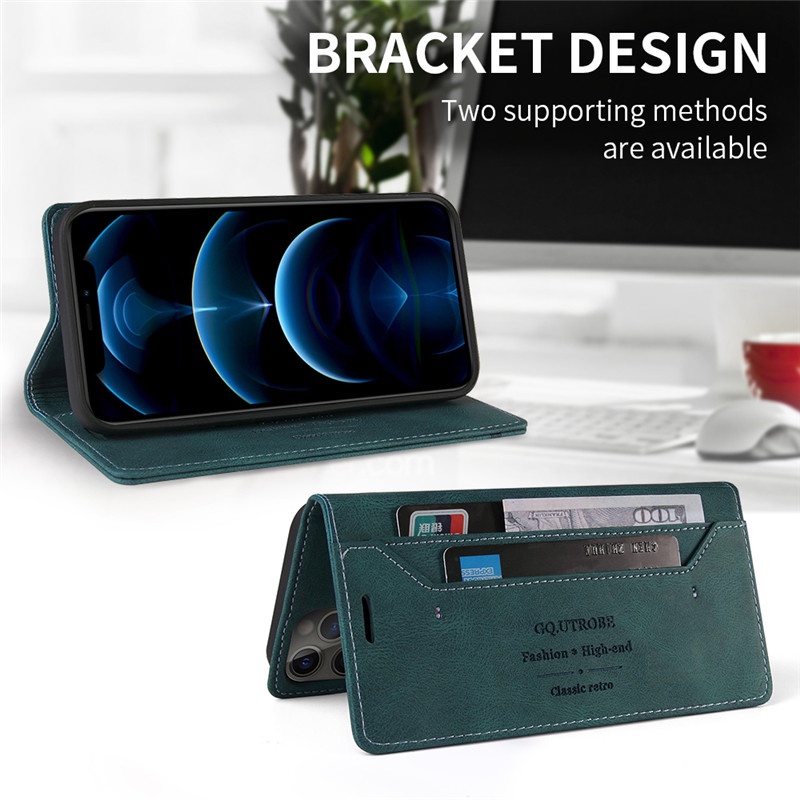 Bao Da Điện Thoại Nắp Lật Từ Tính Mềm Mại Chống Trộm Cho iphone 14 13 pro iphone 15 pro max