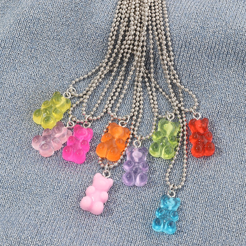 Dây chuyền mặt hình gấu kẹo dẻo hoạt hình bằng nhựa resin màu sắc ngọt ngào cho nữ