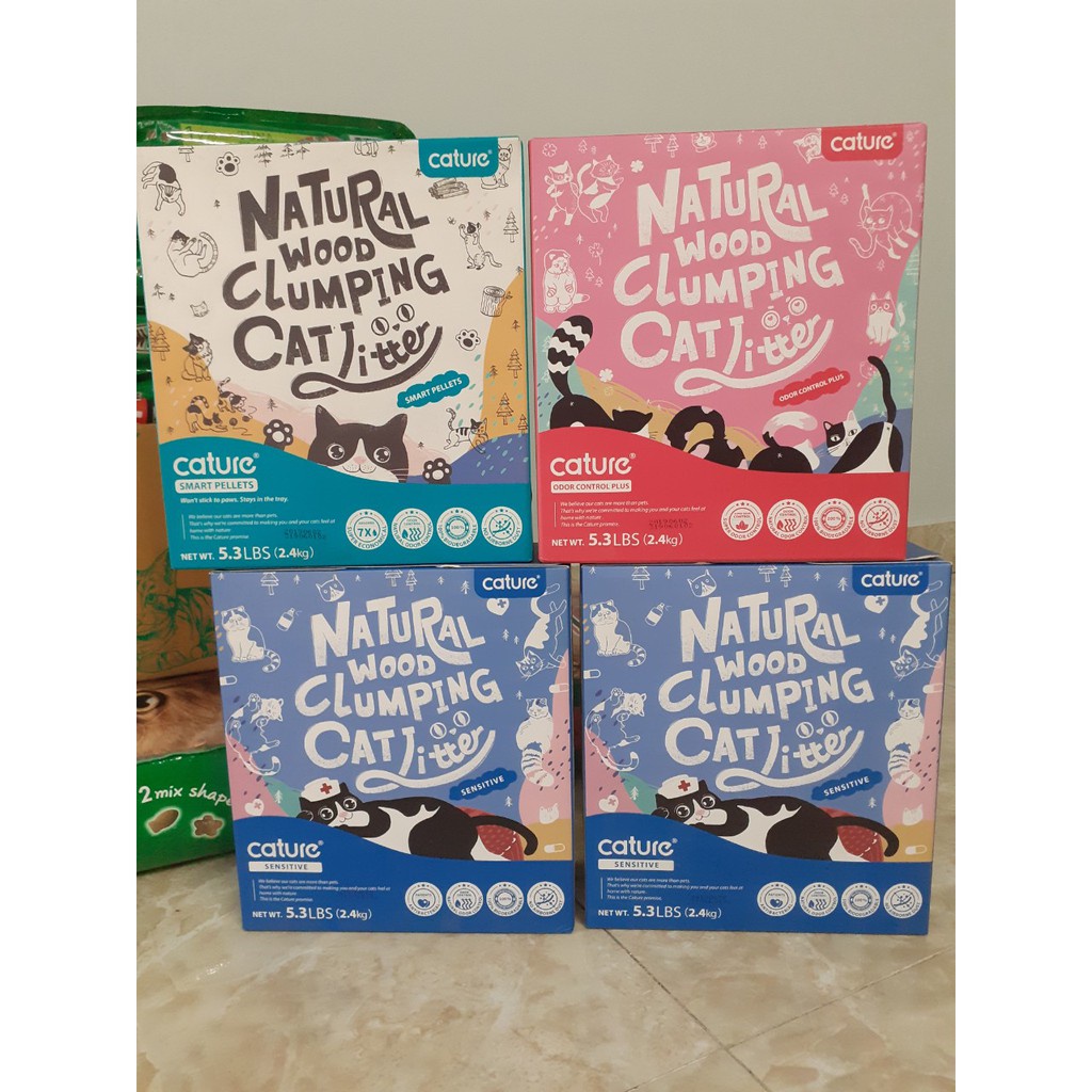 Cát gỗ Cature Natural Wood dành cho mèo loại 5,3l túi 2,4kg xả được bồn cầu