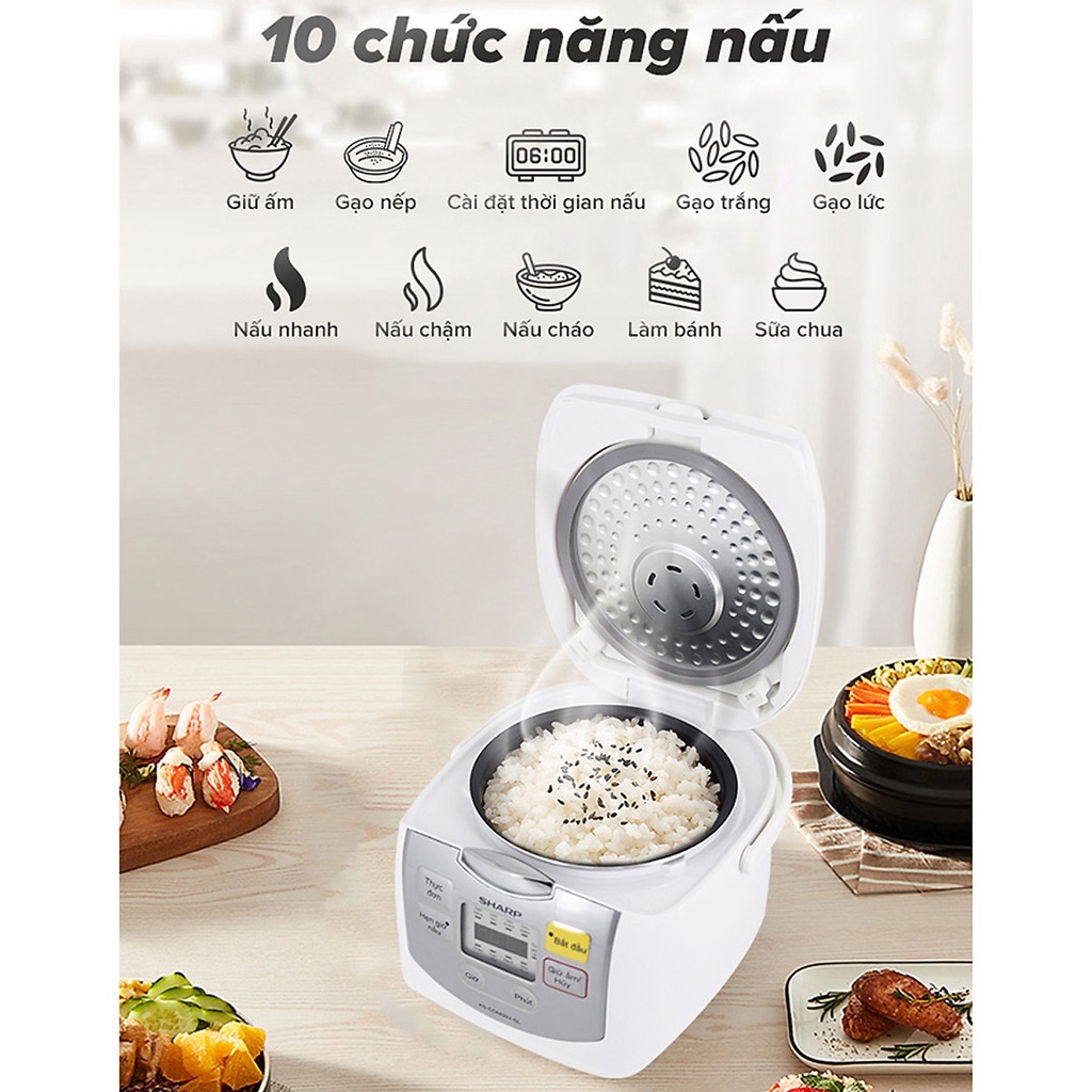 [Mã ELHADEV giảm 4% đơn 300K] Nồi Cơm Điện Tử Sharp KS-COM08V-SL 0.72L – Hàng Chính Hãng