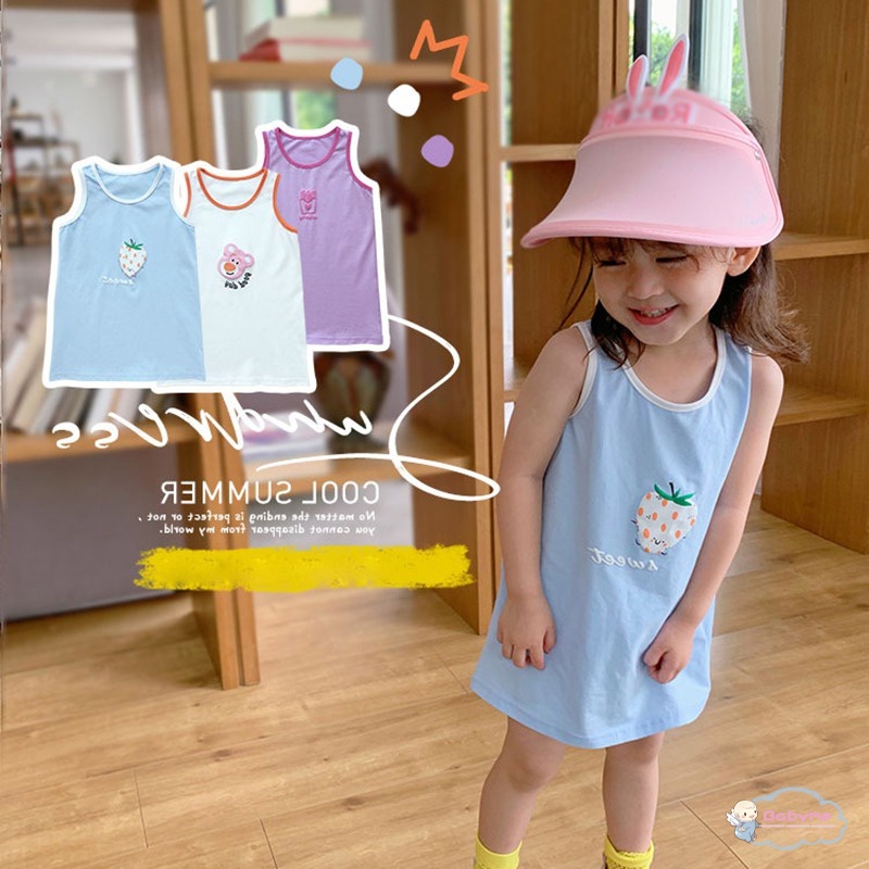 Đầm Thun In Hình Trái Cây Thoáng Khí Thời Trang Mùa Hè Cho Bé Gái