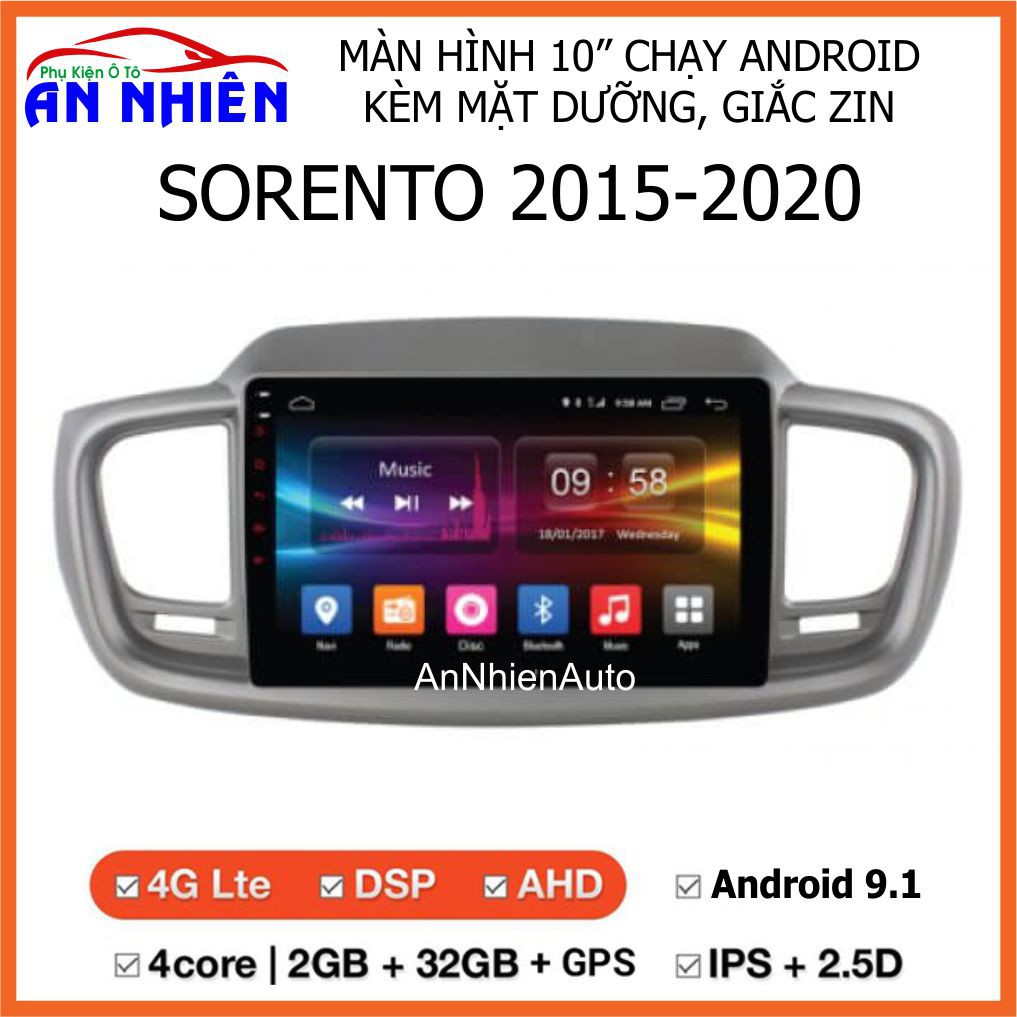 Màn Hình 10 inch Cho Xe SORENTO (2015-2020) - Màn Hình DVD Android Tặng Kèm Mặt Dưỡng Giắc Zin Cho KIA Sorento