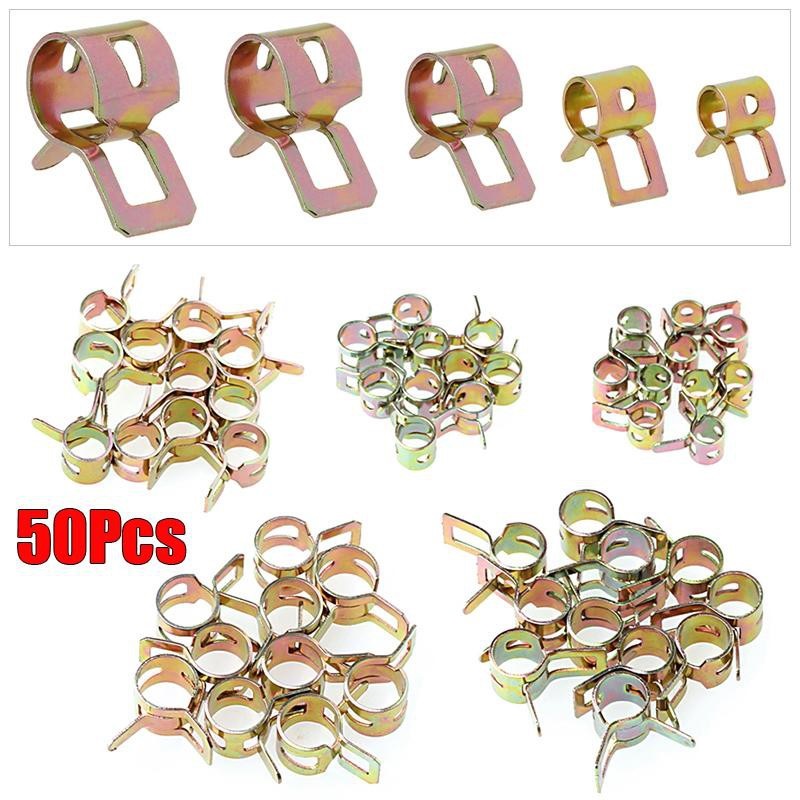 Set 50 vòng kẹp ống nhiên liệu, ống nước các kích cỡ 5mm/6mm/7mm/8mm/9mm - Phụ kiện kẹp lò xo 65mn