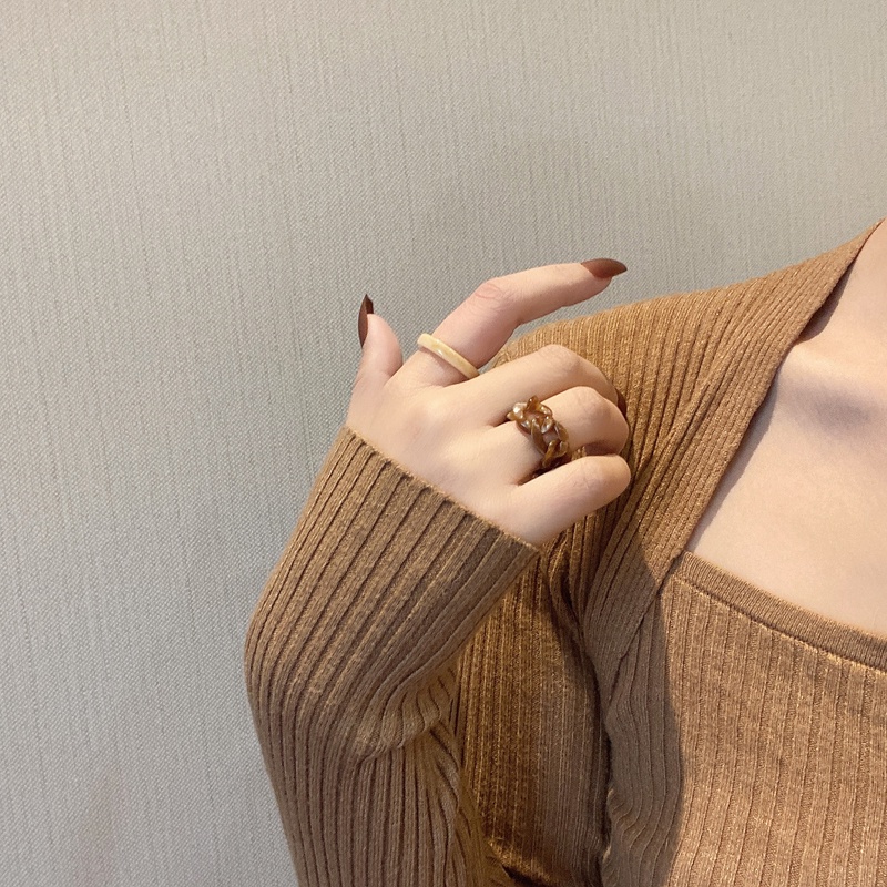 IF ME  Set 2 Nhẫn Resin Thiết Kế Đơn Giản Thời Trang