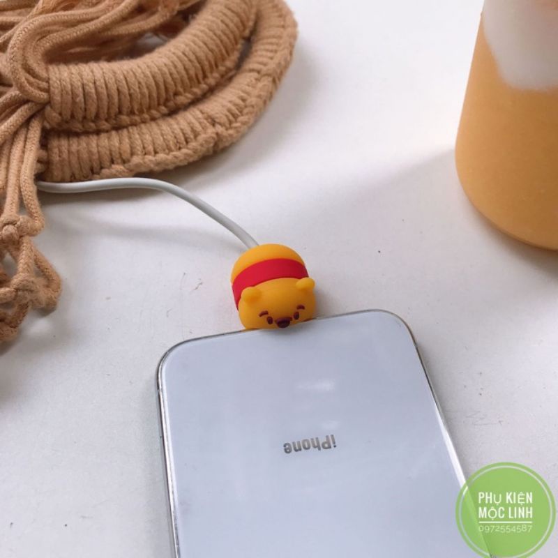 8 mẫu gấu pooh heo pig để lựa  ĐẦU THÚ CẮN CÁP BẢO VỆ CÁP SẠC CHỐNG ĐỨT GẪY DÂY