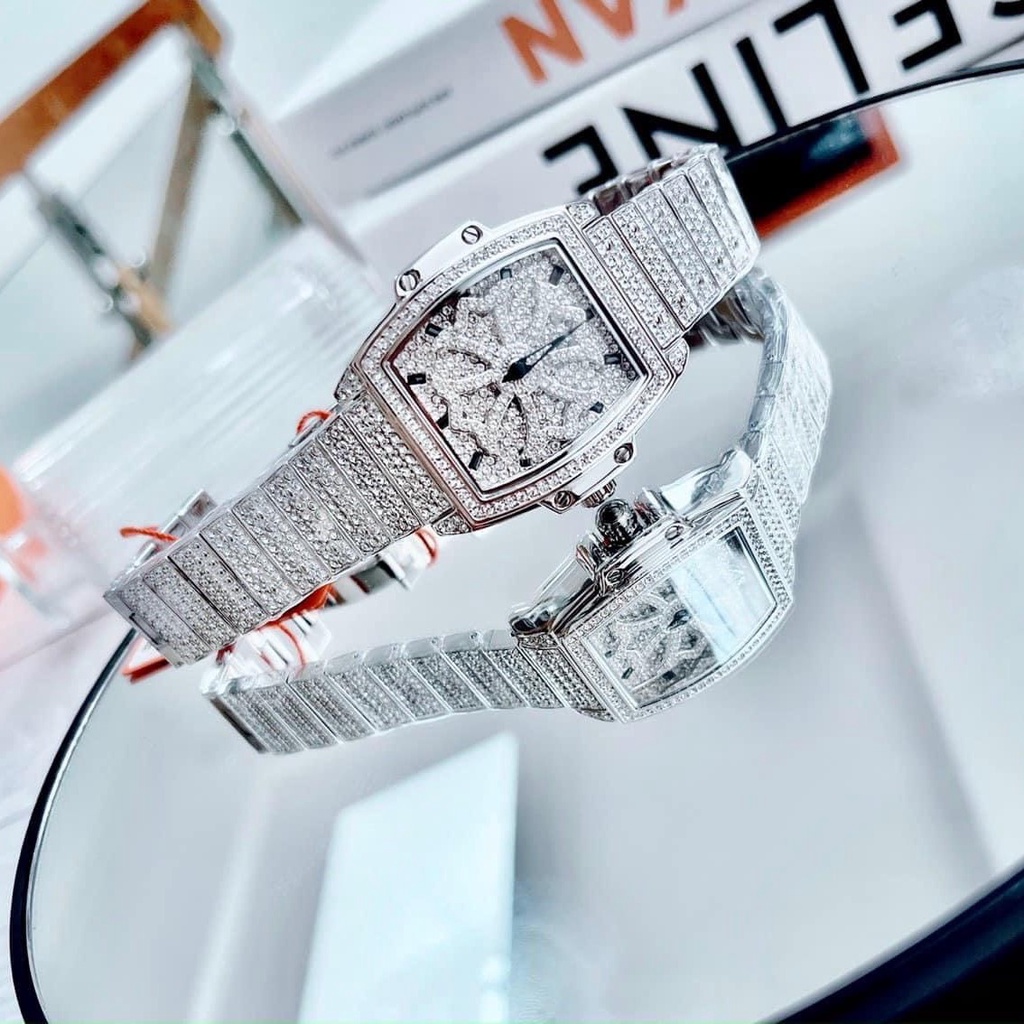 Đồng Hồ Nữ Davena 61696 Silver Mặt Xoay 32x43mm Chính Hãng