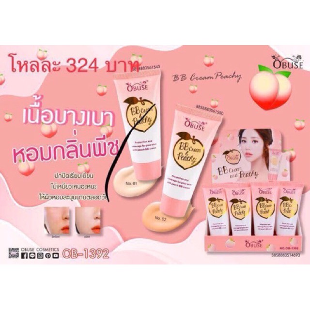 GIÁ SIÊU HUỶ DIỆT GIÁ HUỶ DIỆT Kem nền Bb Obuse Peach Bb Cream SIÊU KHUYẾN MÃI