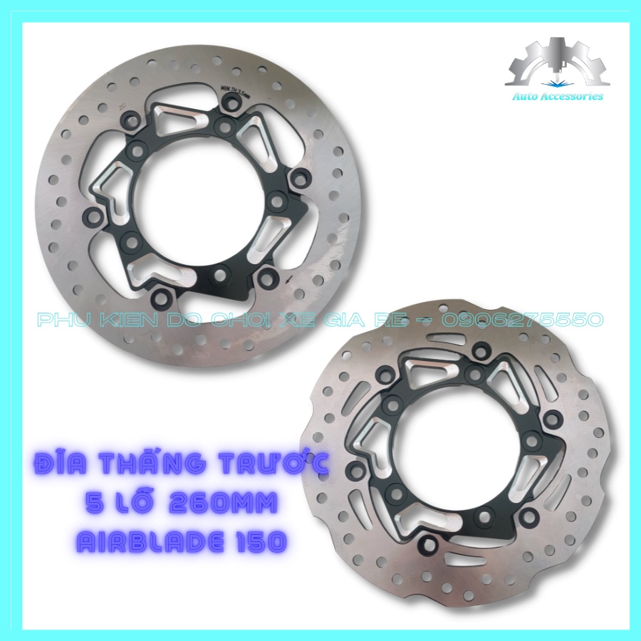VÀNH RĂNG + VÀNH TRÒN Đĩa Thắng Trước xe AB 150 (Airblade 150 2017-2022) 5 LỖ size 260mm - Lên Xe Cực Chất, Đẹp Mắt