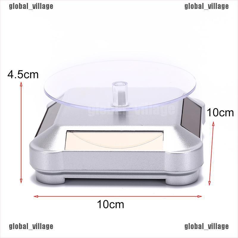 [global] solar power 360 rotating display stand turn table plate for jewelry watch [village]