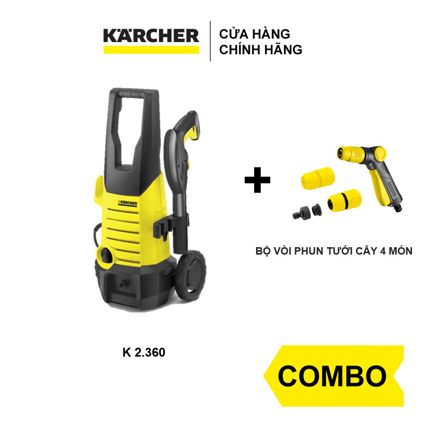 Combo máy rửa xe Karcher K 2.360 và bộ vòi phun tưới cây 4 món