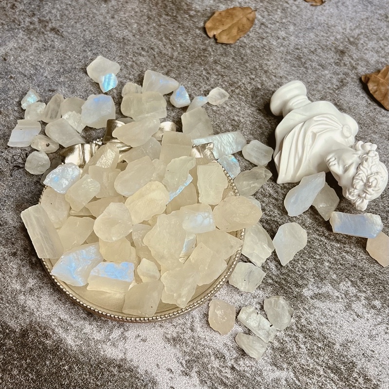 Đá thô Moonstone Brazil lọc màu trắng đẹp dùng sưu tầm, handmade, reiki, thanh tẩy tarot, thiền định