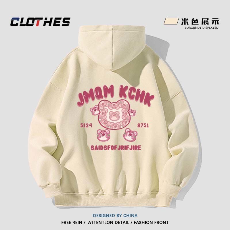 Áo Sweater Mỏng Họa Tiết Gấu Và Dâu Tây Đáng Yêu Thời Trang Xuân Thu Cho Nữ