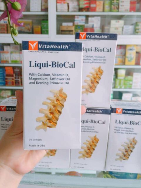Viên Uống Bổ sung Canxi và Vitamin D3 Giúp Xương-Răng Chắc Khỏe Vitahealth Liqui-Biocal (30 viên/ hộp) Mỹ