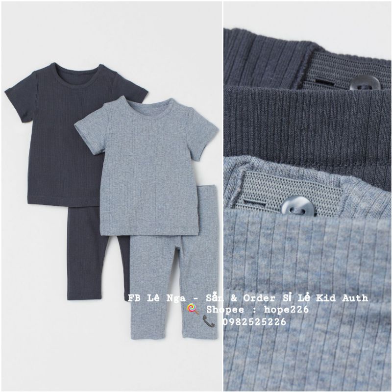 Size 6-9m set 2 bộ thun tăm HM China chính hãng