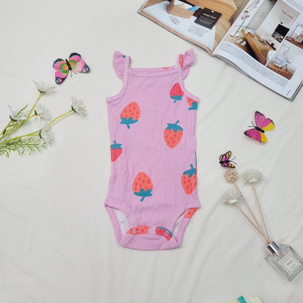 (Chọn màu-sz 9-12M) Body chíp 2 DÂY xuất dư cho bé gái- Bodysuit, bộ đồ liền thân, áo liền quần Chất cotton mát