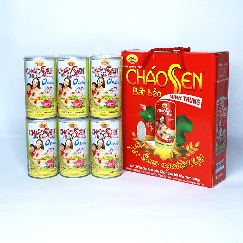 Cháo Sen Bát Bảo Minh Trung Không Đường lốc 6 lon - CSBB 0 Đường 6