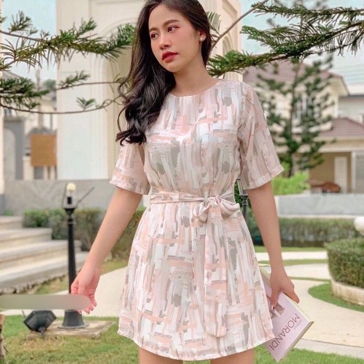 Đầm maxi mini Nhập Khẩu Hàn Quốc Họa Tiết Hoa Phong Cách vintage Nhập Khẩu Cho Nữ