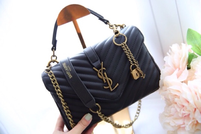 Túi xách nữ đeo chéo flapbag vân v da mịn mềm khoá vàng đồng bạc đen hàng cao cấp fullbox có hộp