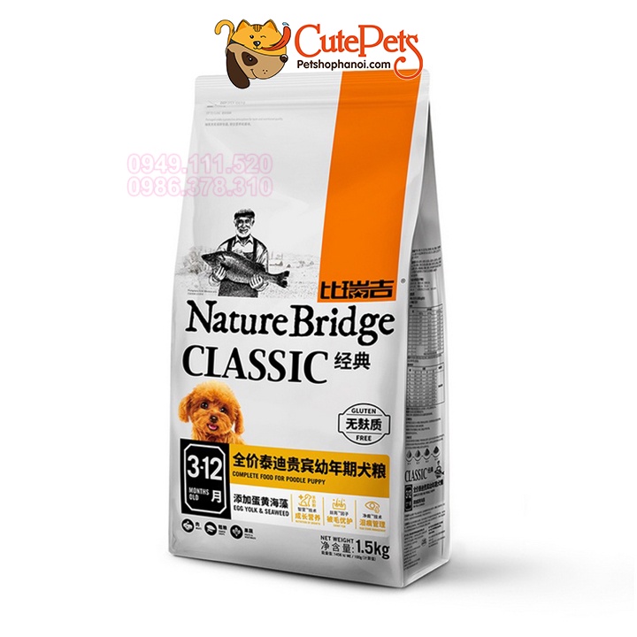 Thức ăn cho chó Nature Bridge 1.5kg Hạt cho chó Poodle - CutePets