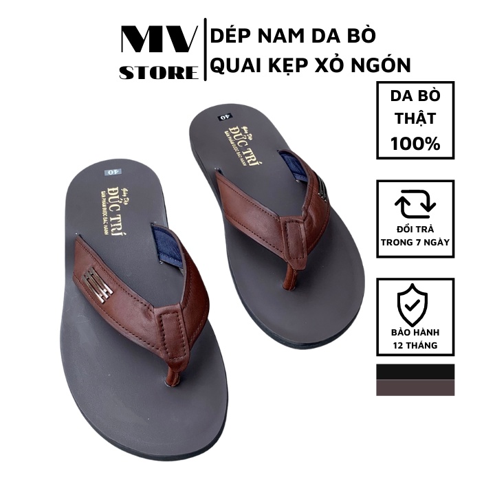 Dép kẹp nam, dép xỏ ngón nam da bò cao cấp DT14